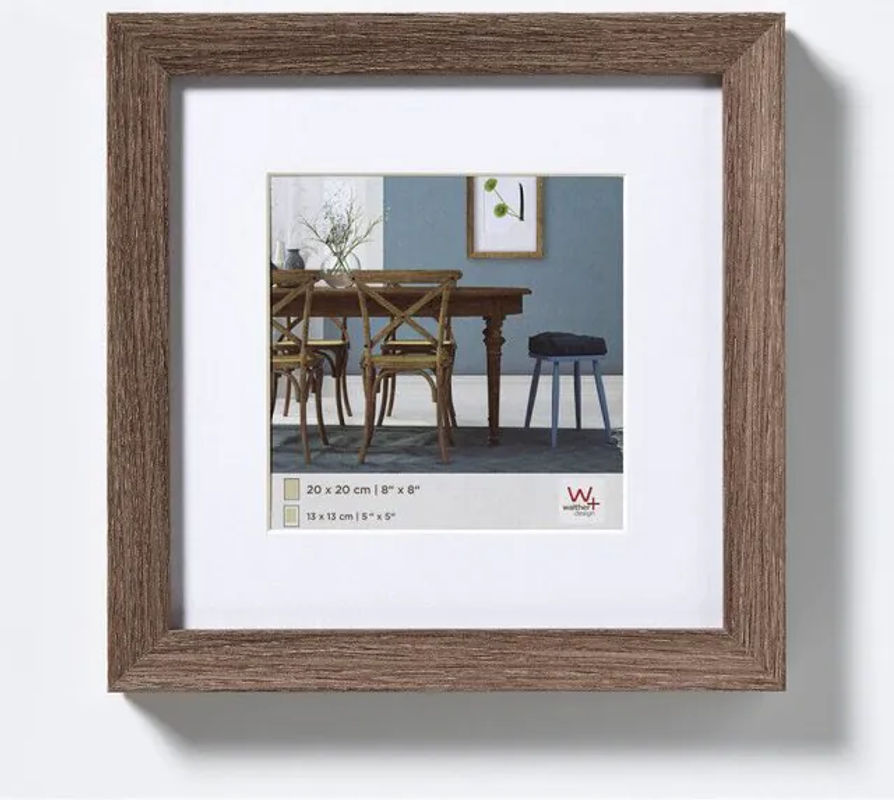 Walther Design Bilderwechselrahmen Fiorito aus Holz in Nussbaum mit Passepartout, Format: 20 x 20 cm - Bild 2
