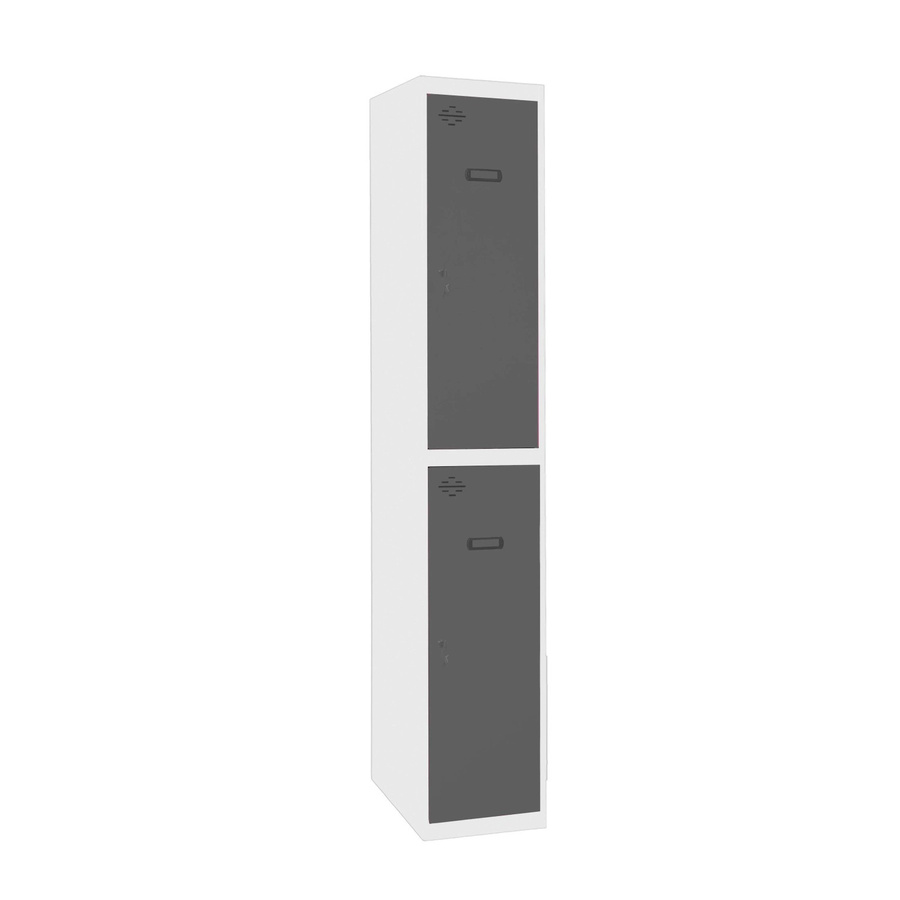 PROREGAL Spind AMEGO Schließfach Garderobe mit 2 Abteilen aus Metall in Weiß-Anthrazit, H x B x T: 180 x 30 x 50 cm - Bild 2