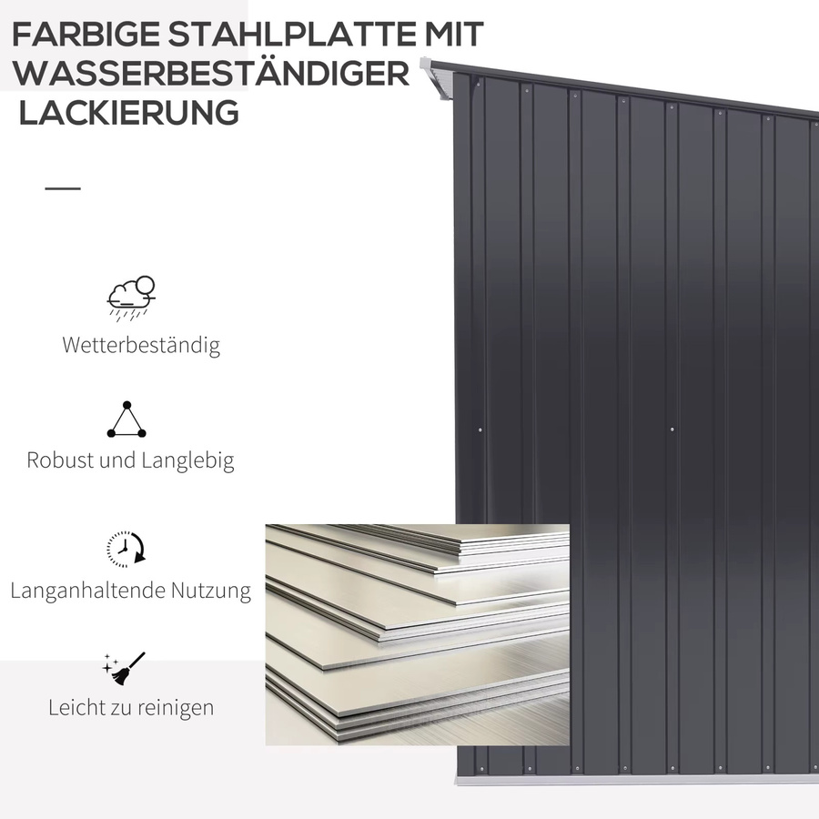Comanlai Aufbewahrungsschrank für Gartengeräte aus verzinktem Stahl in Dunkelgrau, B/T/H: 94 x 98 x 160 cm - Bild 5