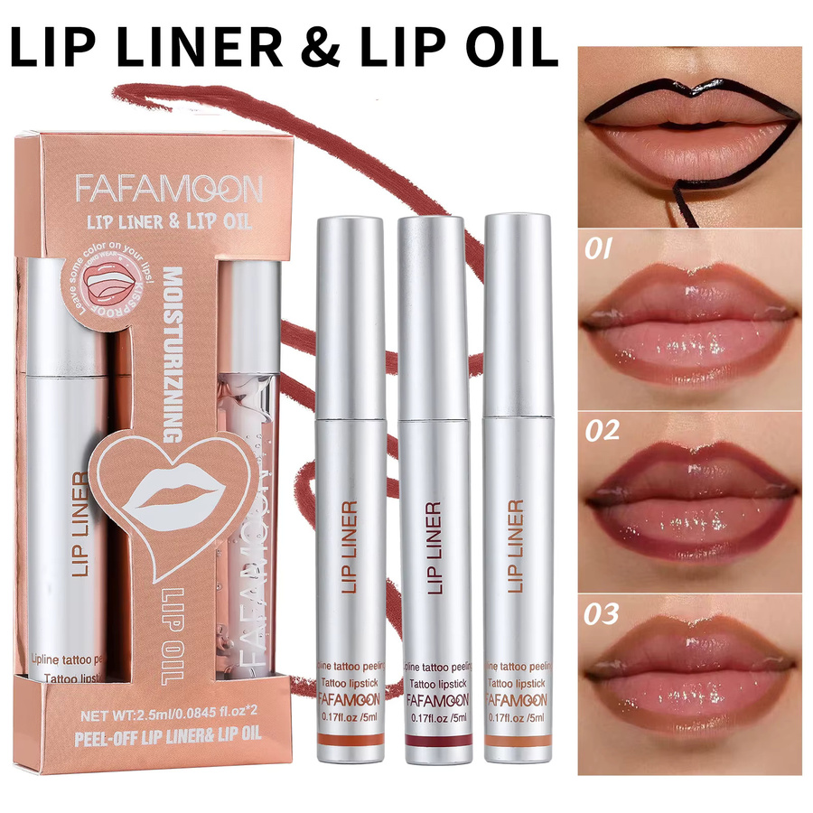 Lippenöl-Set mit Lipliner, glänzend, Unisex - Bild 4