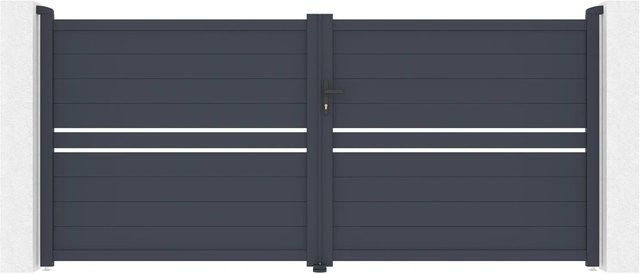 Casanoov Flügeltor Cimone Doppel-Schwingtor aus Aluminium in Anthrazit und Grau mit Ranger B150 Motorisierung B/H: 355 x 160 cm - Bild 1