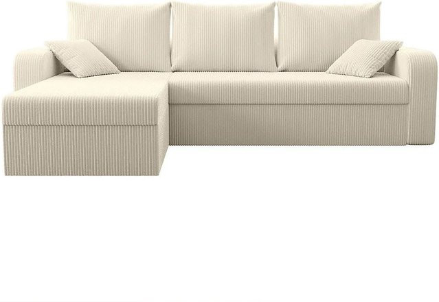 Schlafsofa Onabia in Beige mit Cord-Bezug, L-Form und Schlaffunktion, Breite: 240 cm - Bild 1