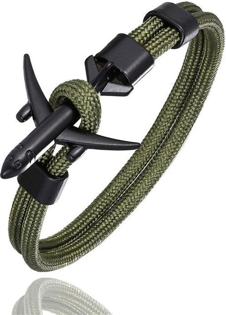 YIRAN Jewelry Armband, Flugzeug, Anker, black, 23cm, Unisex - Bild 1