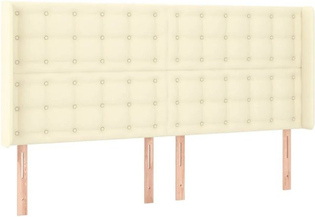 vidaXL LED Kopfteil in Creme mit USB-Ladeport und integrierter Beleuchtung aus Kunstleder, B/H: 203 x 128 cm - Bild 1