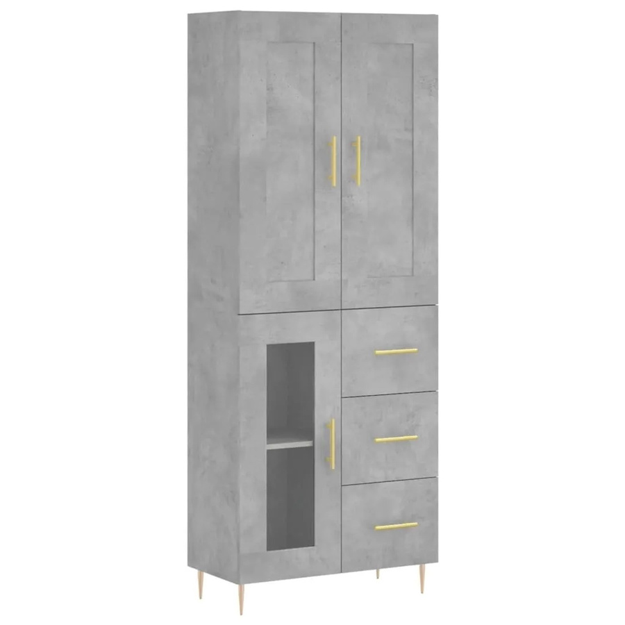 vidaXL Highboard Betongrau Modern mit Türen und Regalfächern B/T/H: 69,5 x 34 x 180 cm - Bild 2
