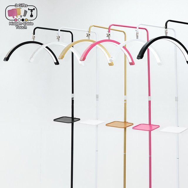 Inlightray L80 LED Wimpernlampe Halbmond Beauty Stehlampe in Schwarz mit Touch Control und verstellbarer Beleuchtung für Wimpernverlängerung, Kosmetikstudio und Make-up - Bild 1