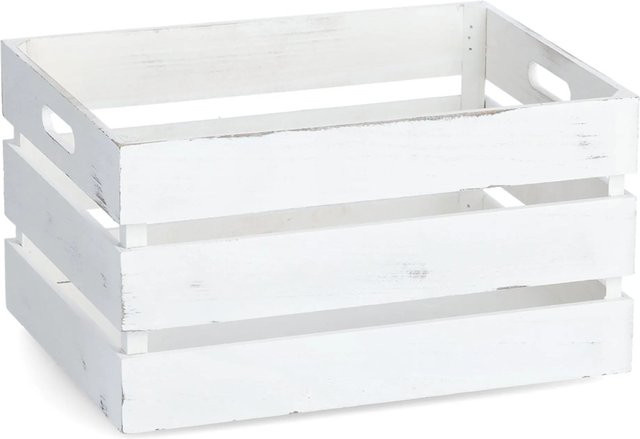 Zeller Aufbewahrungskiste aus Holz im Vintage-Stil in Weiß, B/T/H: 39 x 29 x 21,5 cm - Bild 1