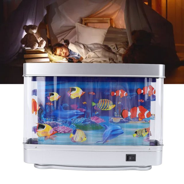 Dekorative Mini-Aquarium-Nachtlicht mit beweglichem Fisch, USB-betrieben, Mehrfarbig, Transparent, B/T/H: 22,5 x 7,0 x 30,0 cm - Bild 1