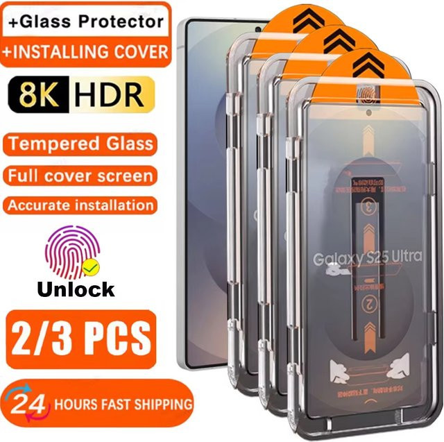 Transparentes Panzerglas Displayschutz für Samsung Galaxy S25 Ultra S26 S24 S23 S22 FE A56 A57 A55 5G A16 A26 A54 A36 A37 - Bild 1