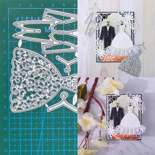 Metall-Schneidwerkzeug Hochzeit Kleid für Scrapbooking und Bastelarbeiten, Silber - Bild 1