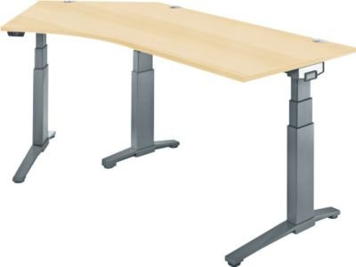 Schäfer Shop Genius Schreibtisch ERGOSTYLE S, elektrisch höhenverstellbarer Eckschreibtisch mit 135 Grad Winkel, C-Fuß, Ahorn/Anthrazit, B: 216,5 cm, T: 80 cm, H: 64,5-130,5 cm - Bild 1