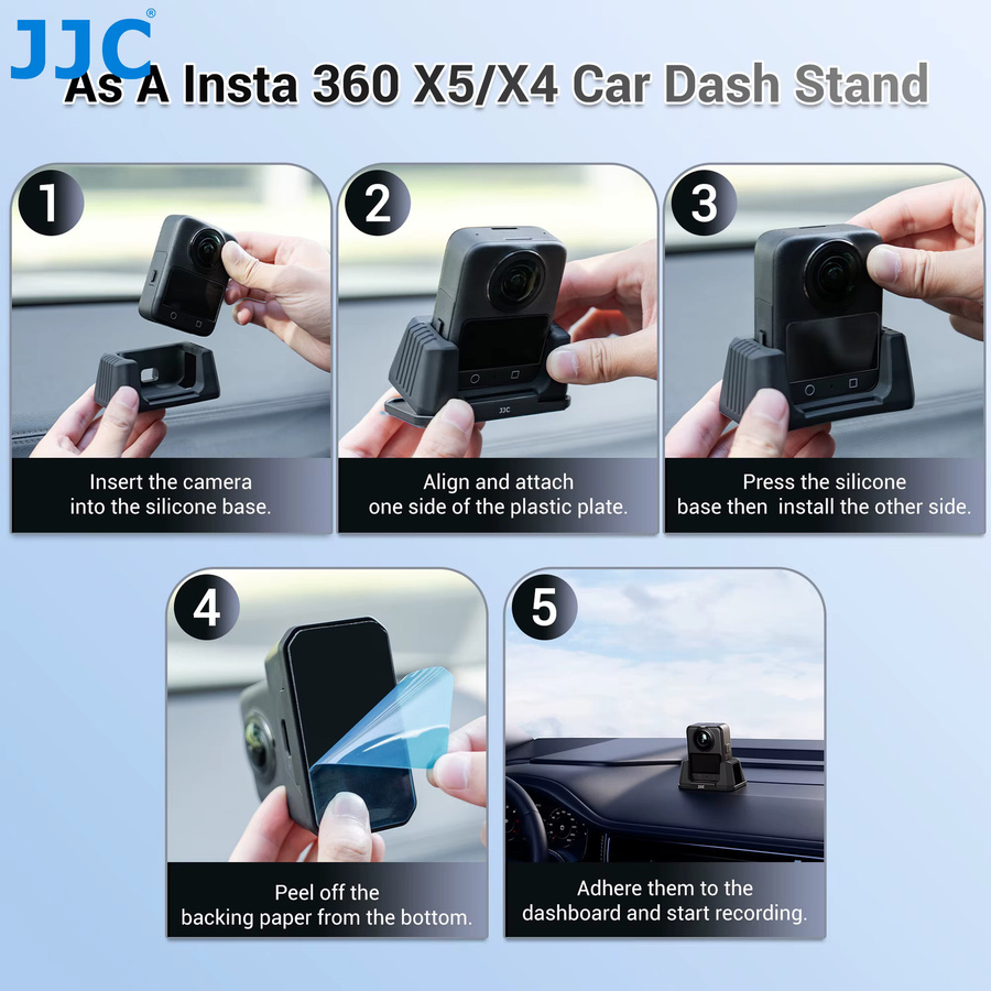 JJC Silikon-Standfuß für DJI Osmo 360 in Schwarz, rutschfester Desktop-Tischständer und Autohalterung - Bild 2