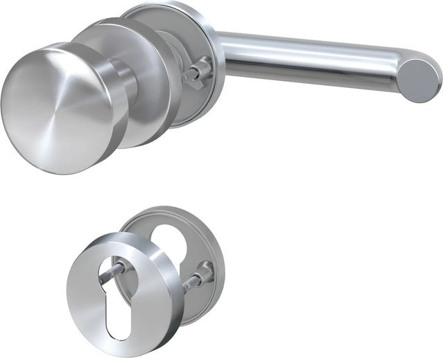 BASI Rosetten-Garnitur aus Edelstahl in Silber, U-Form mit Lochung für Profilzylinder, Links, B/H/T: 220 x 170 x 65 mm - Bild 1