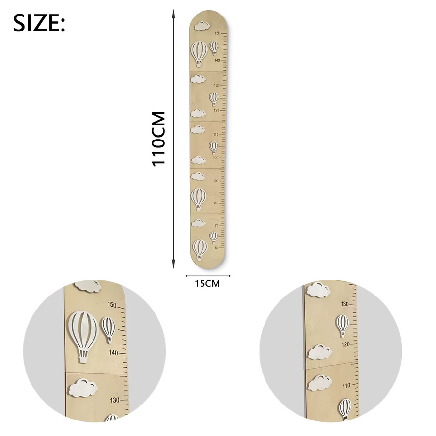 Wachstumstabelle aus Holz für die Wand in Beige im skandinavischen Design als Wandtafel für Kinder - Bild 2
