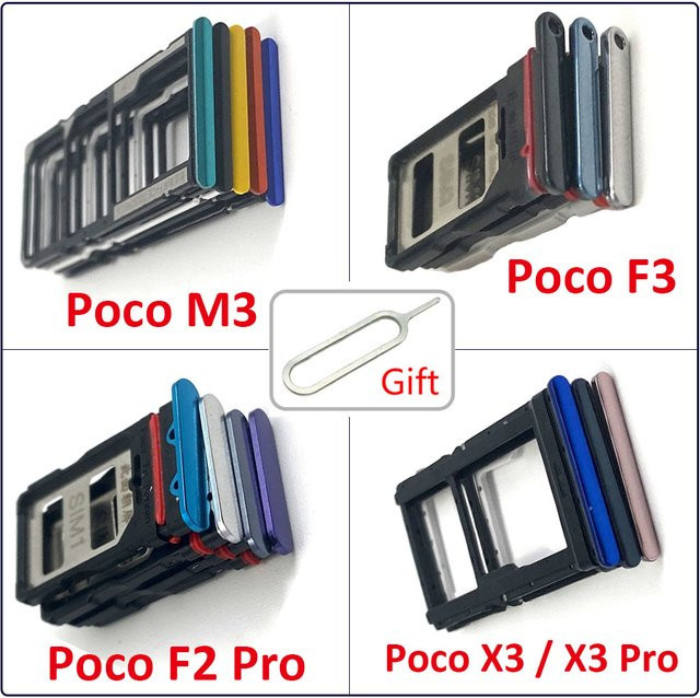 Xiaomi SIM-Kartenhalter und Chip-Schublade als Adapter-Ersatzteil für Poco X3 F2 Pro M3 POCOHONE F1+ in Schwarz und Multicolour - Bild 1