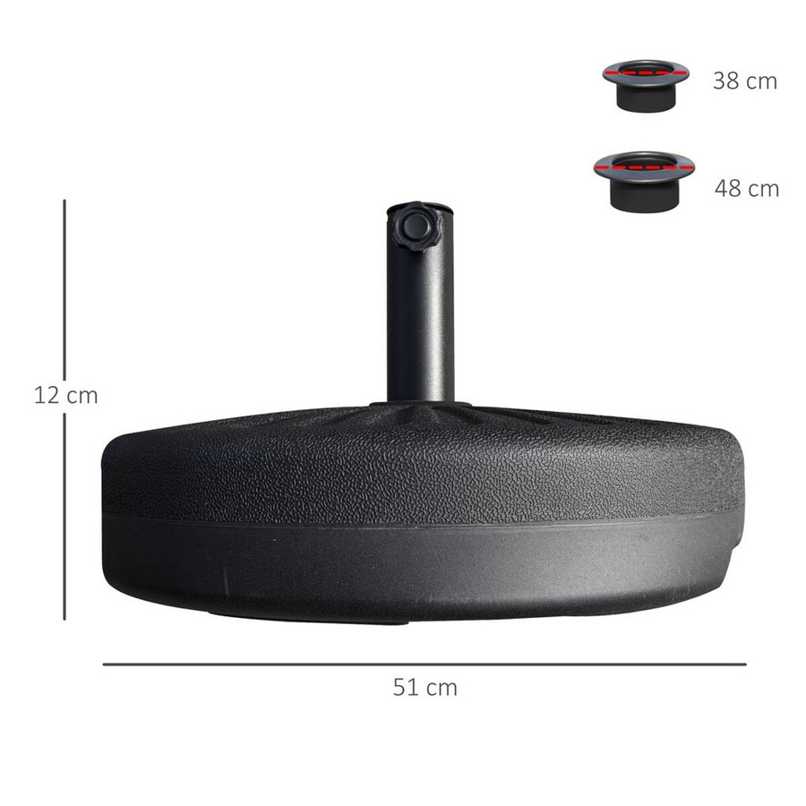 Outsunny Sonnenschirmständer aus HDPE und Stahl in Schwarz B: 51 cm, T: 51 cm, H: 30,5 cm - Bild 2