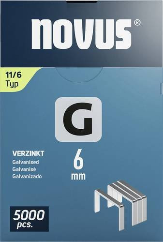 Novus Tools Flachdrahtklammern Typ 11, silber, galvanisiert, Länge: 6 mm, Breite: 10,6 mm, 5000 Stück - Bild 1