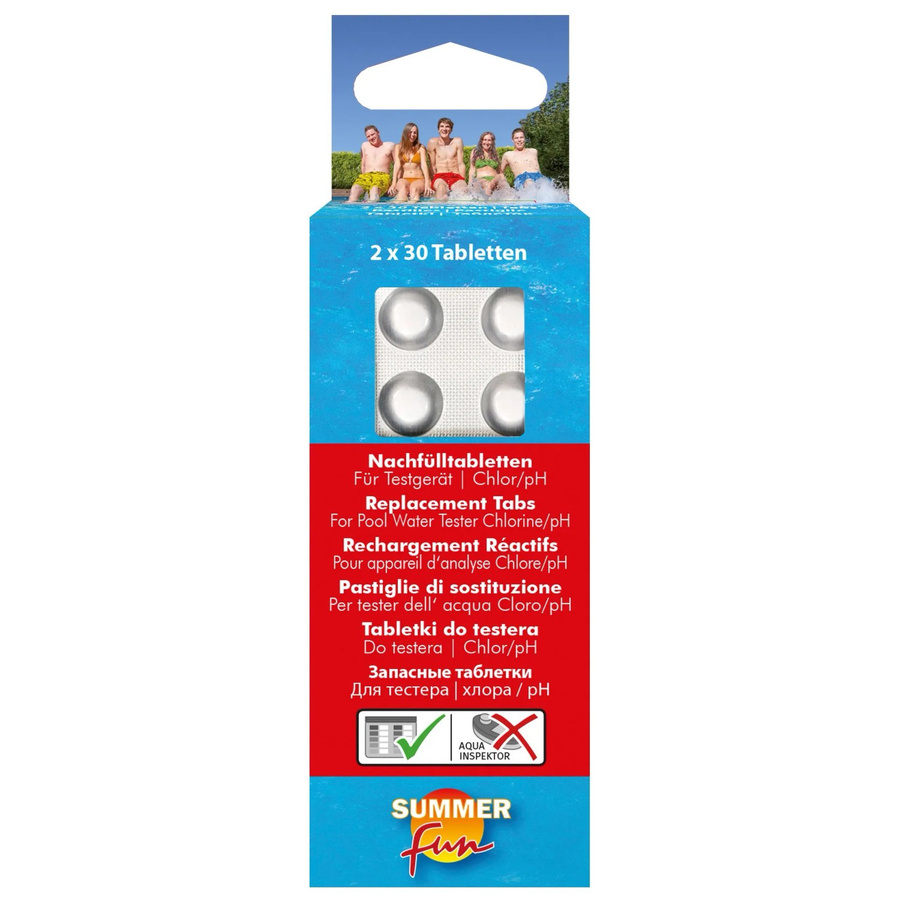 Summer Fun Nachfülltabletten für Wassertestgerät zur Messung von Chlor und pH-Wert, 2 x 30 Stück - Bild 2