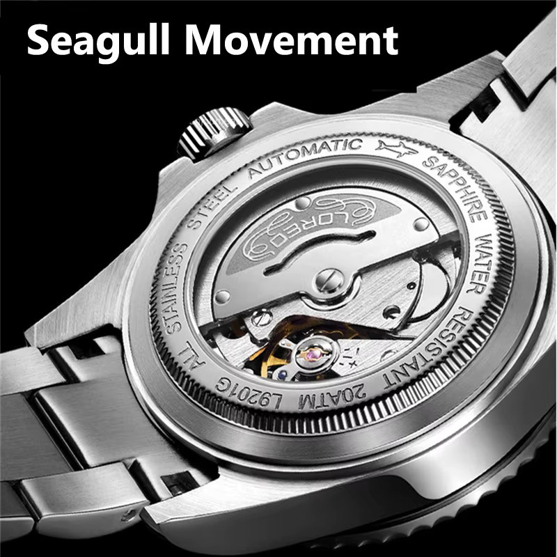LOREO Armbanduhr Automatik, Edelstahl, Saphirglas, Grün, Herren - Bild 5