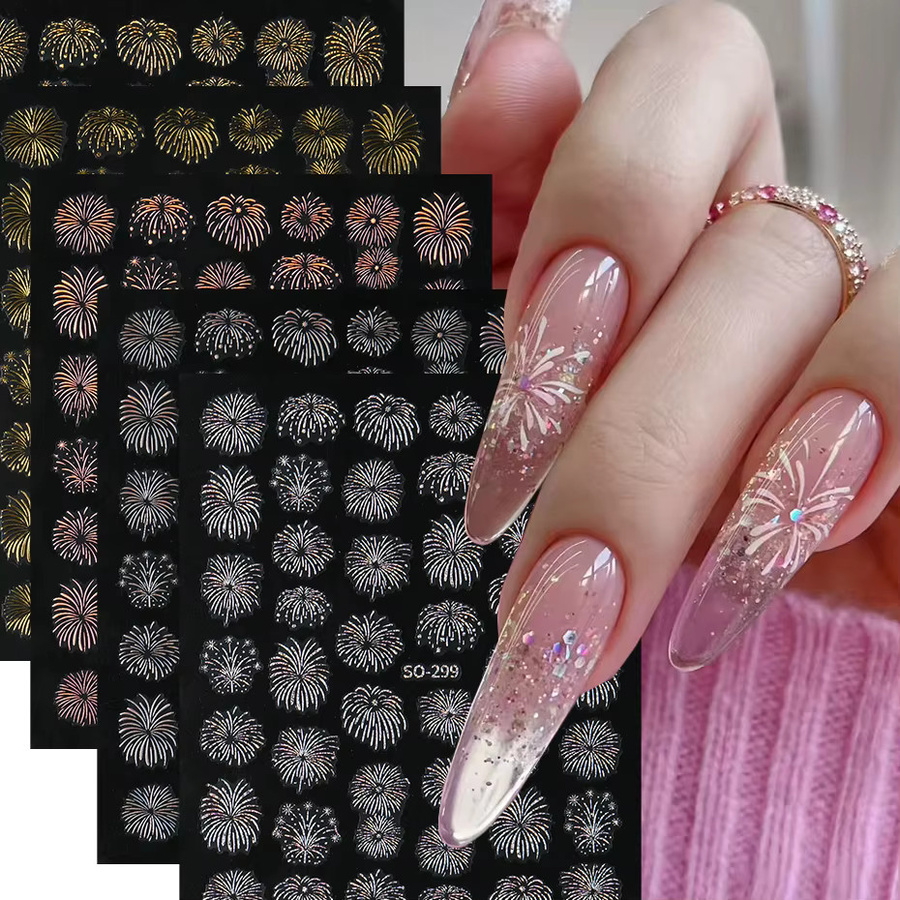 Aurora Feuerwerks-Nagelaufkleber, buntes Gold-Silber, Damen - Bild 2