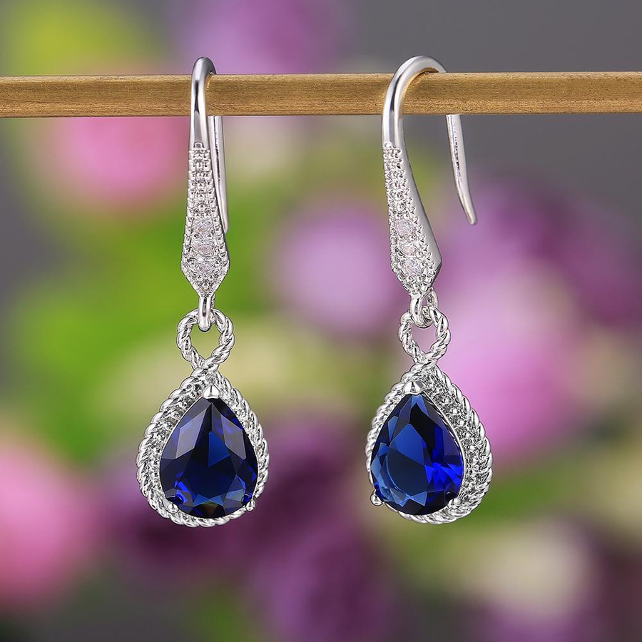 YIRAN Jewelry Tropfenohrringe, Zirkonia, Kupfer, Damen - Bild 2