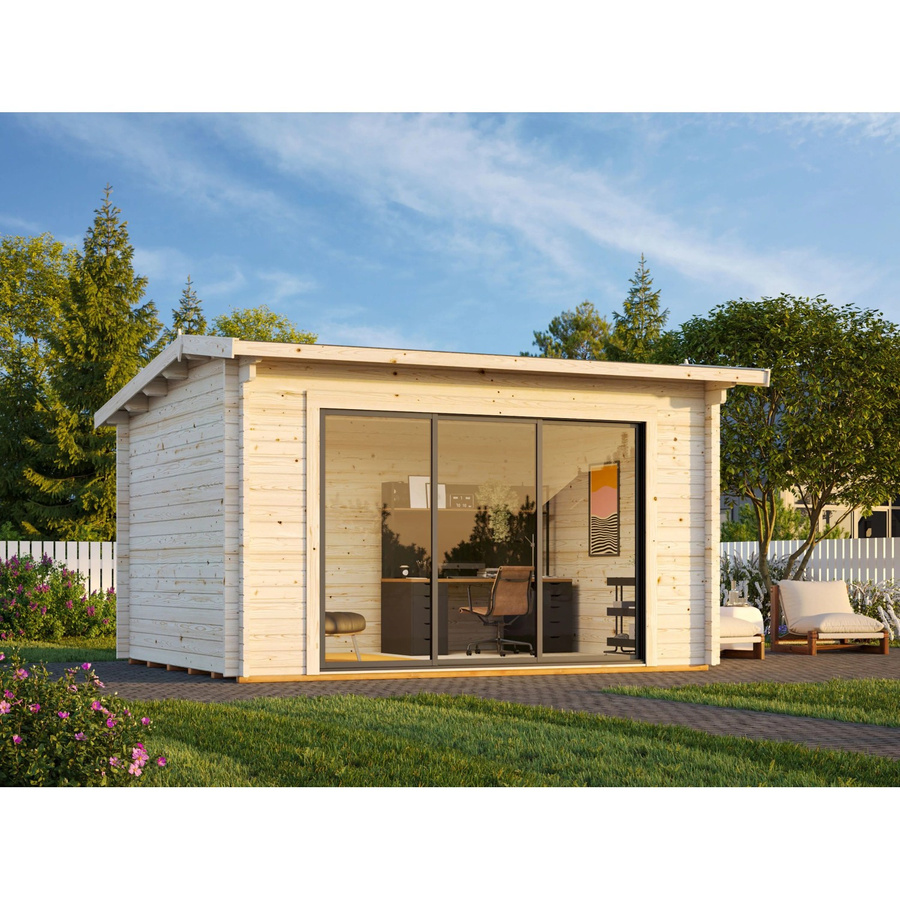 Palmako Gartenhaus Ines Slide Plus aus Fichtenholz in Grau, B/T/H: 390 x 300 x 250 cm - Bild 2