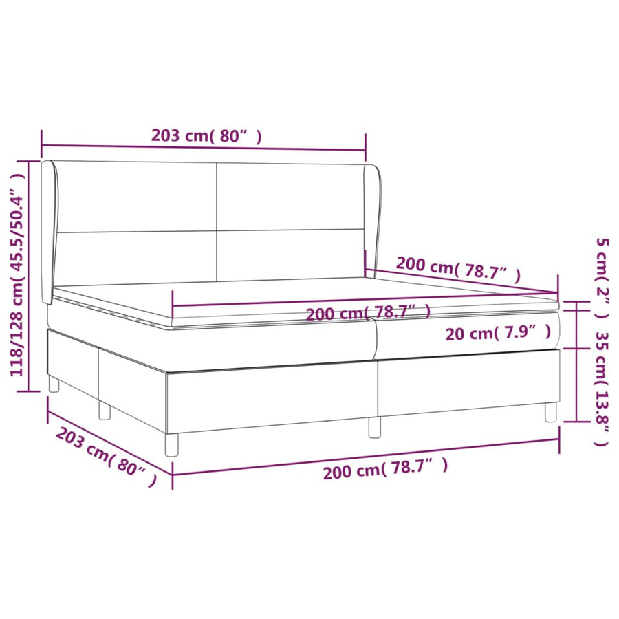 vidaXL Boxspringbett Hybrid mit Matratze und Kopfteil, Farbe: Taupe/Beige/Grau, B/T/H: 200 x 200 x 118 cm - Bild 4