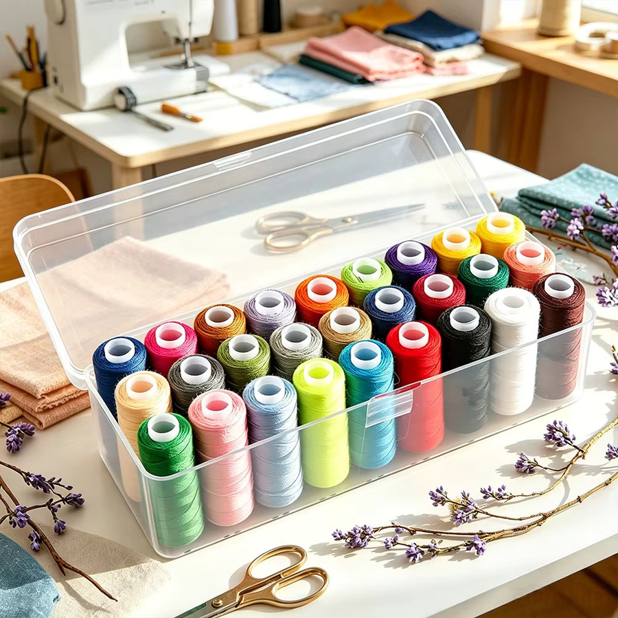 27 Farben Polyester-Nähgarn-Set in Multicolor mit transparenter Aufbewahrungsbox aus Kunststoff - Bild 4
