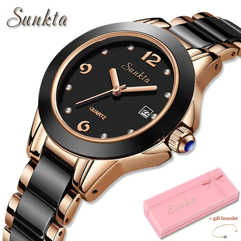 LIGE Armbanduhr, Keramik, Schwarz, Datum, Damen - Bild 5
