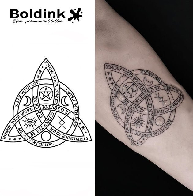 Boldink Sacred Triquetra Temporäres Tattoo, wasserfest, semi-permanent - Bild 1