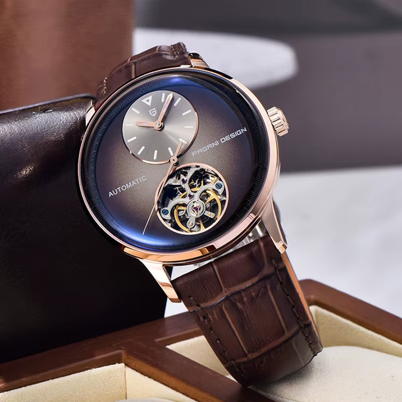 PAGANI DESIGN Armbanduhr Automatik, Leder, 42 mm, Herren, Roségold - Bild 2