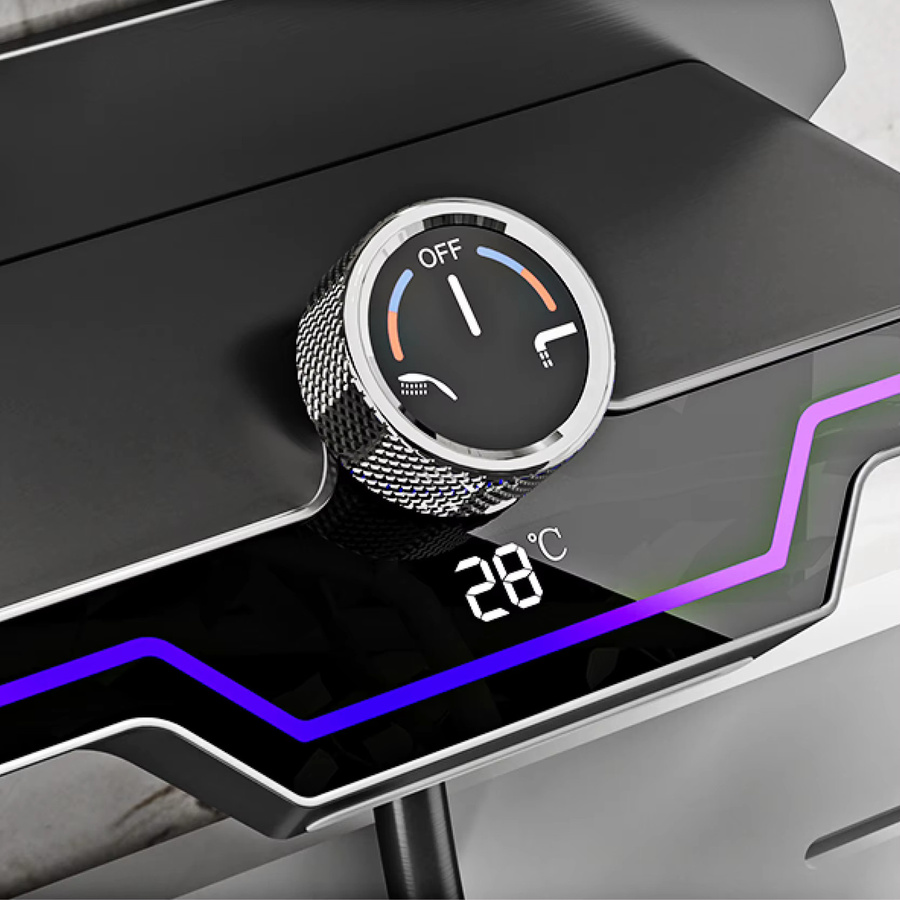 Aitana Thermostat-Badarmatur aus Messing in Mattschwarz mit LED-Digitalanzeige für die Wandmontage zur Badewanne - Bild 2