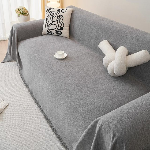 Wasserdichter Chenille-Sofabezug in Grau mit rutschfester Couchdecke, Breite: 180 cm - Bild 1