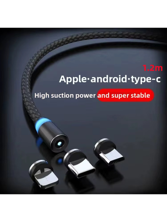3-in-1 Magnetisches Schnellladekabel mit Automontage für Huawei, Apple, Xiaomi und OPPO in Schwarz - Bild 5