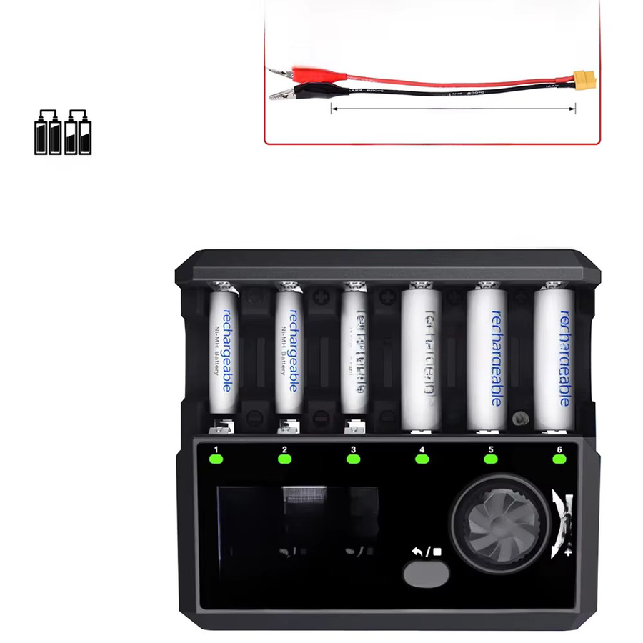 SKYRC NC2500 Pro Universal Akkuladegerät für NiMH und NiCd Akkus in Schwarz mit LCD Smart Display und QC3.0 Schnellladefunktion für AA und AAA Akkus - Bild 6
