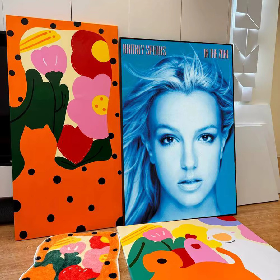B-Britney S-Spears DIY Klebeposter im Vintage-Stil, mehrfarbiges Abstract-Kunstwerk aus Papier, B/H: 15 x 15 cm - Bild 4