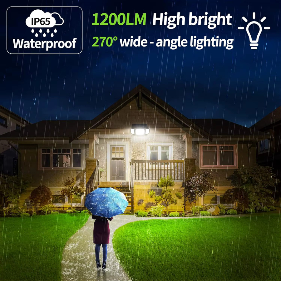 Intelamp Solar Flutlicht mit Bewegungssensor, 1200 Lumen, wasserdicht, Schwarz - Bild 5