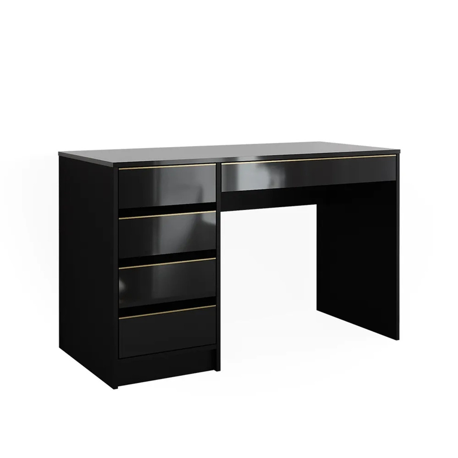 Vicco Schminktisch Sherry modern in Schwarz Hochglanz mit Gold, B/T/H: 120 x 75 x 75 cm - Bild 3