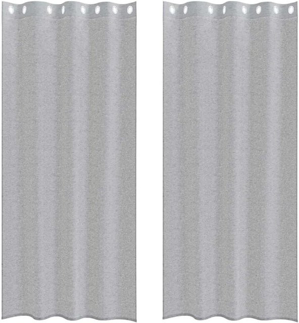 vidaXL Voile-Vorhang Set aus Polyester, 2 Stück, Dunkelgrau, Breite: 140 cm, Höhe: 225 cm - Bild 1