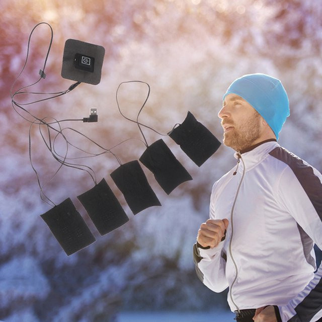 5er Set USB-Elektro-Heizkissen für beheizte Kleidung und Jacken, Schwarz - Bild 1