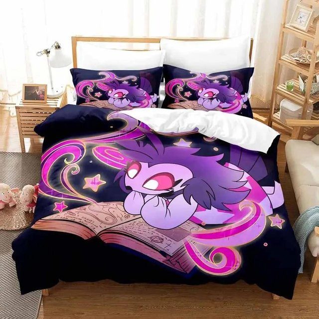 Loona Boss Bettwäscheset mit Anime-Motiv in Schwarz, bestehend aus Bettbezug und Kissenbezug aus Mikrofaser, B/H: 245 x 210 cm - Bild 1