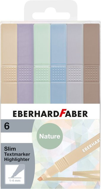 Eberhard Faber Textmarker Slim Natural Shades Multicolor 6 Stück mit Keilspitze - Bild 1