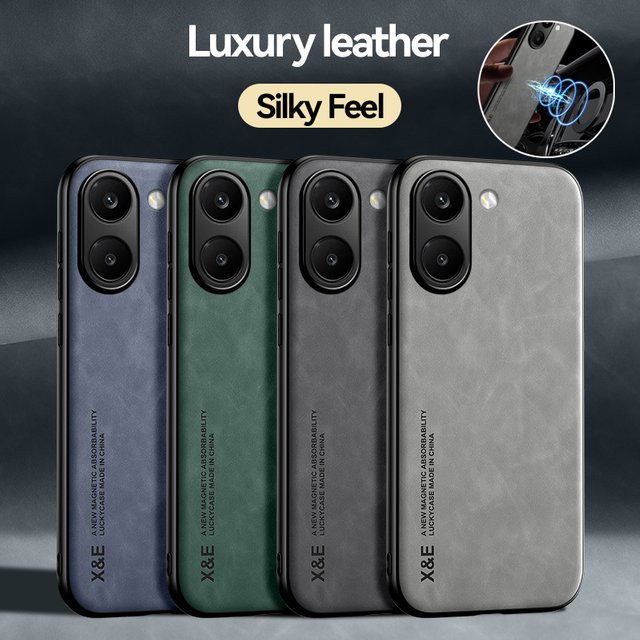 EUCAGR Handyhülle aus PU-Leder für Xiaomi Redmi Turbo 5 Max mit magnetischer stoßfester Rückseite und Metallplatte in Grün - Bild 1