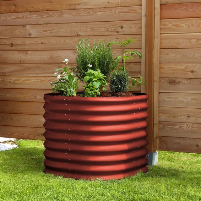 Vitavia Hochbeet Terra 630 Modell Rund in Rubinrot aus Stahlblech, Höhe: 63 cm - Bild 1