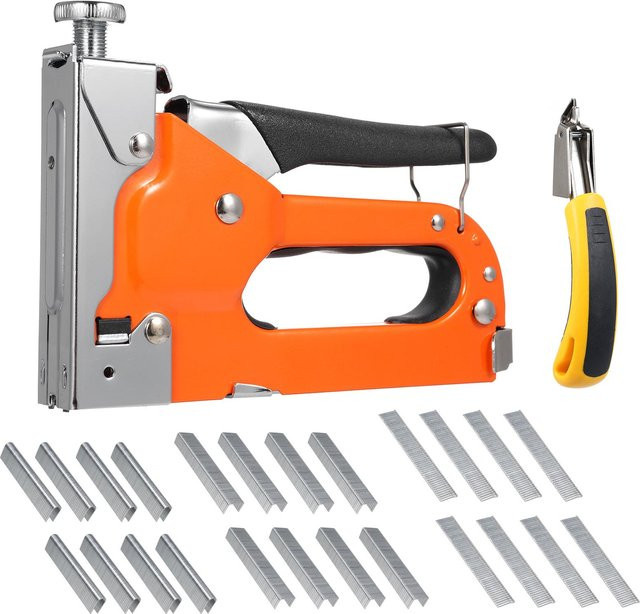 TOMTOP JMS 3-in-1 Heftmaschinen-Set für Heimwerker mit Handschutz und Nagelmaschine in Orange - Bild 1