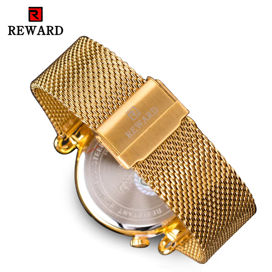 BELOHNUNG Armbanduhr, Quarz, Gold, Milanaise, Herren - Bild 6