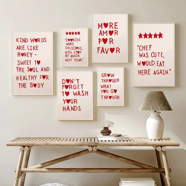 Potdemiel Wandkunst Leinwandposter Minimalistisches Nordic Design mit Familienzitat und Herz in Weiß - Bild 1