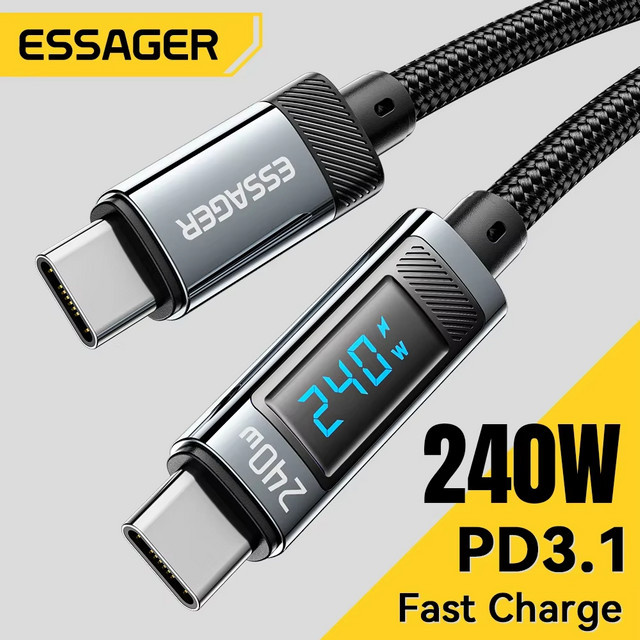 Essager USB Typ C auf USB C Kabel 240W PD 3.1 Schnellladekabel für MacBook Pro Xiaomi Samsung Laptop, Länge: 2 m - Bild 1