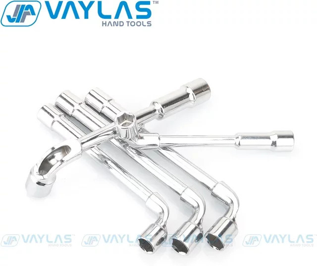 Vaylas L-Typ abgewinkelter Steckschlüssel, doppelseitiger Mutternschlüssel mit Durchgangsloch, 6–24 mm, Silber - Bild 1