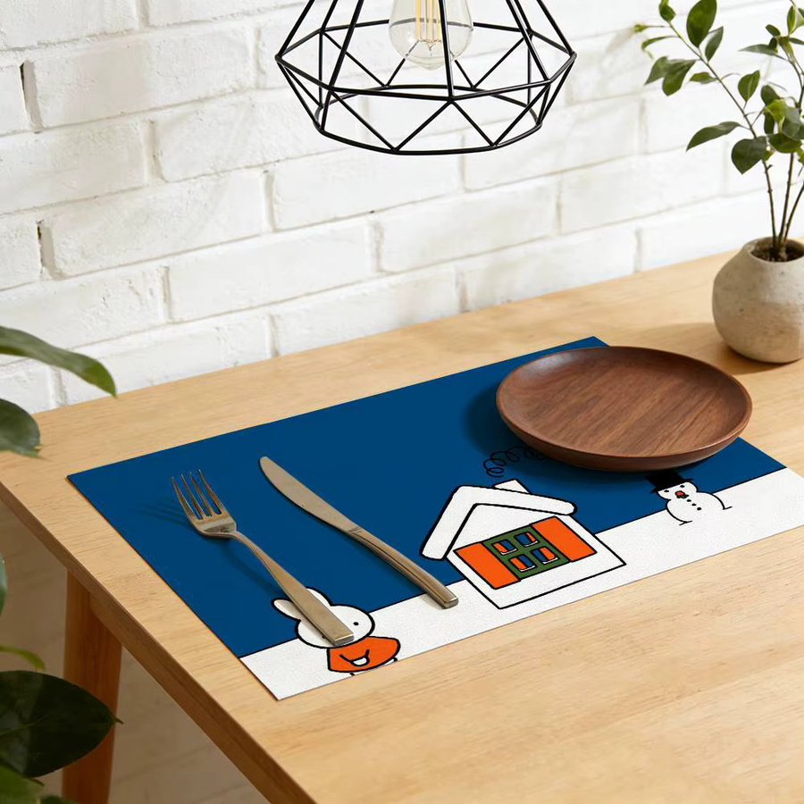 Miffy Kawaii Tischsets aus Leinen in Blau für Cafés und Picknicks - Bild 3